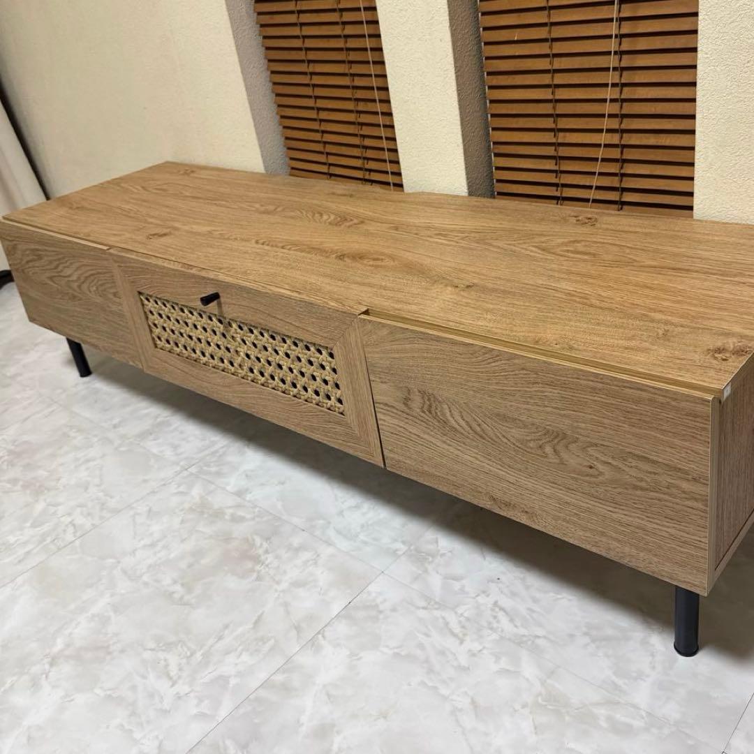 美品 LOWYA テレビボード ナチュラルウッド テレビ台 140 ラタン調