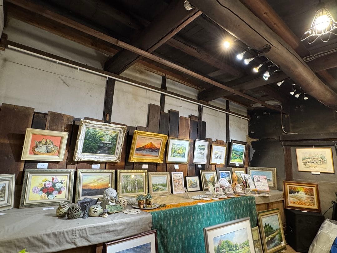 風景油彩画 青と緑の色合い