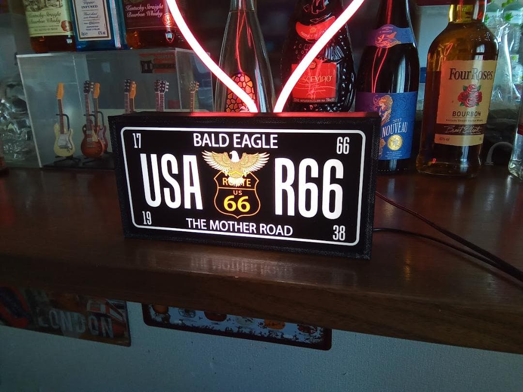 ルート66 ライセンス 標識 イーグル サイン 置物 雑貨 LEDライトBOX