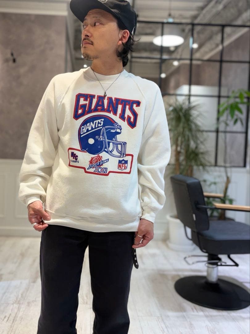 Russell 80s USA製 裏起毛ラグランスウェット　NFL GIANTS