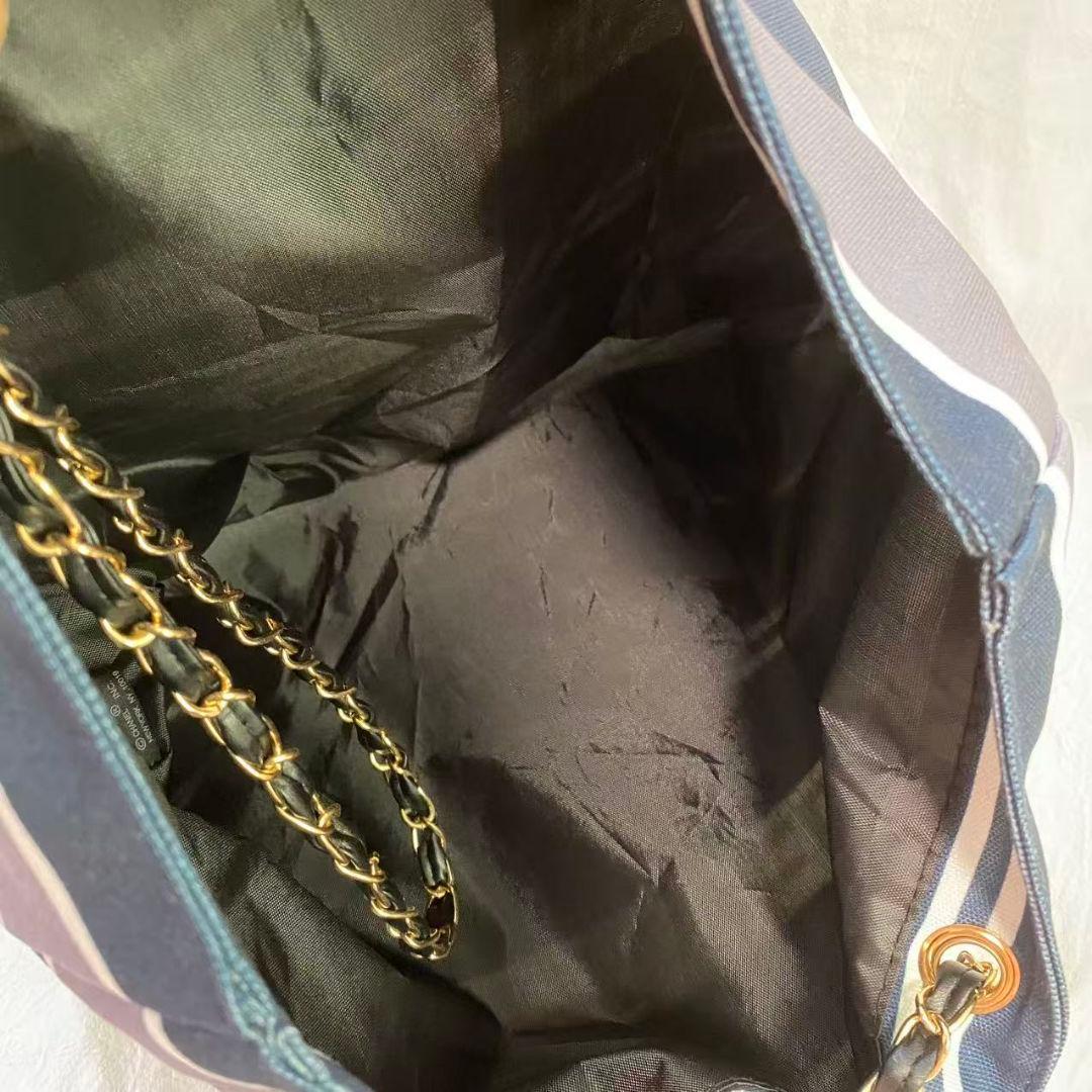 CHANEL ノベルティ ストライプ トートバッグ チェーン 大容量