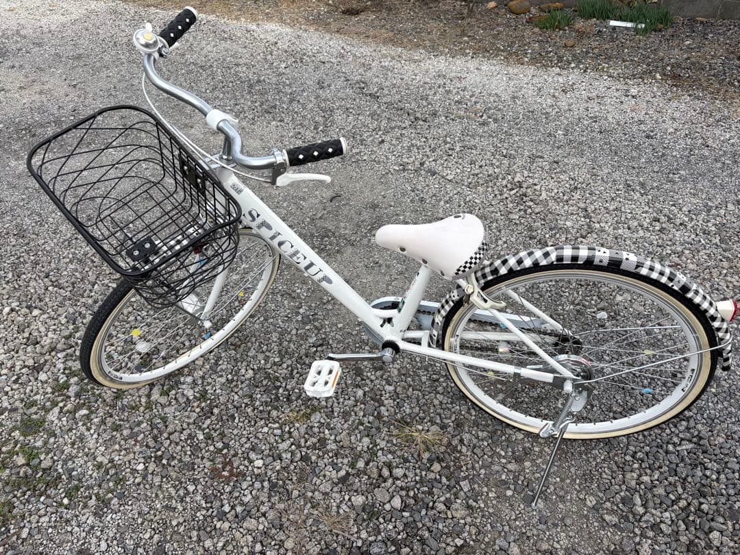 子供用自転車 ホワイト チェック柄
