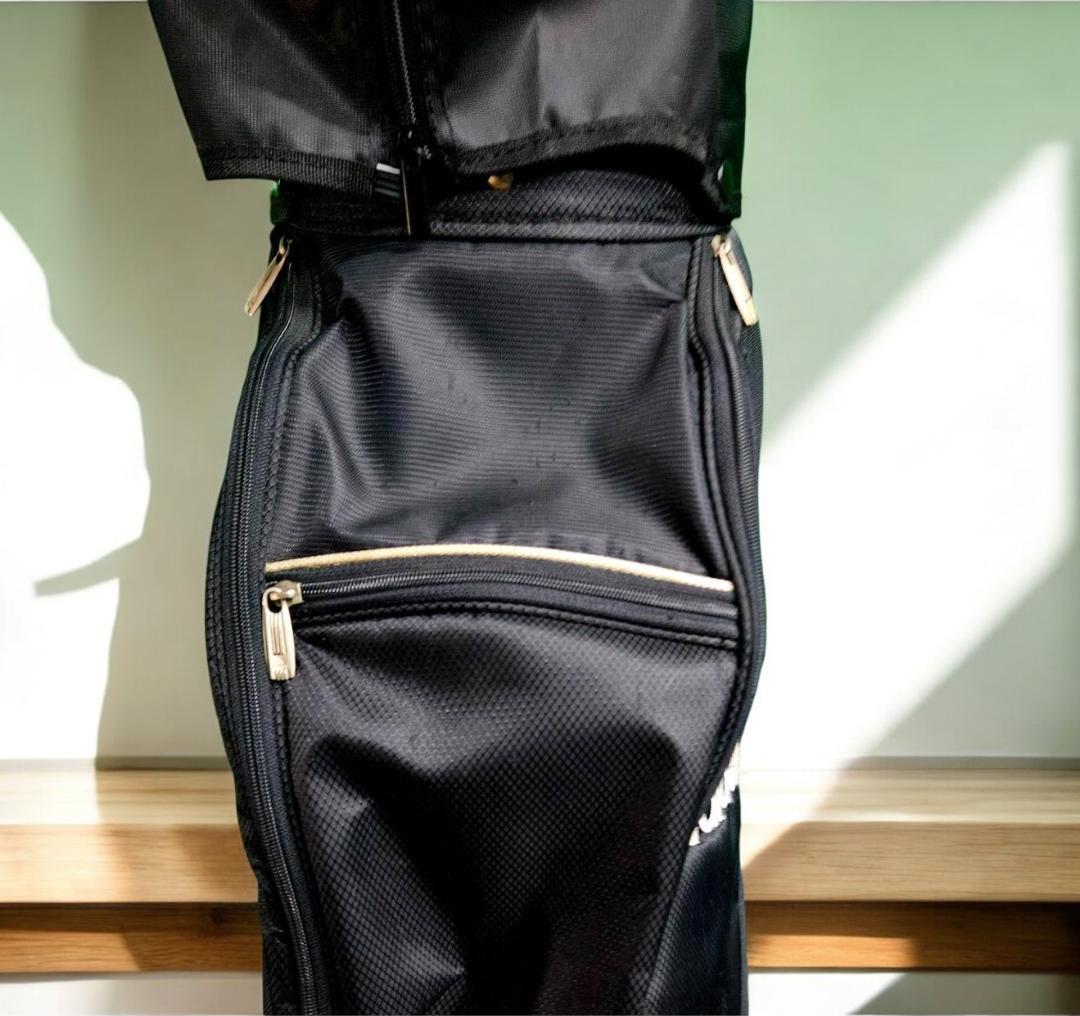 送料無料/美品　adidas キャディバッグ 黒 ストライプデザイン