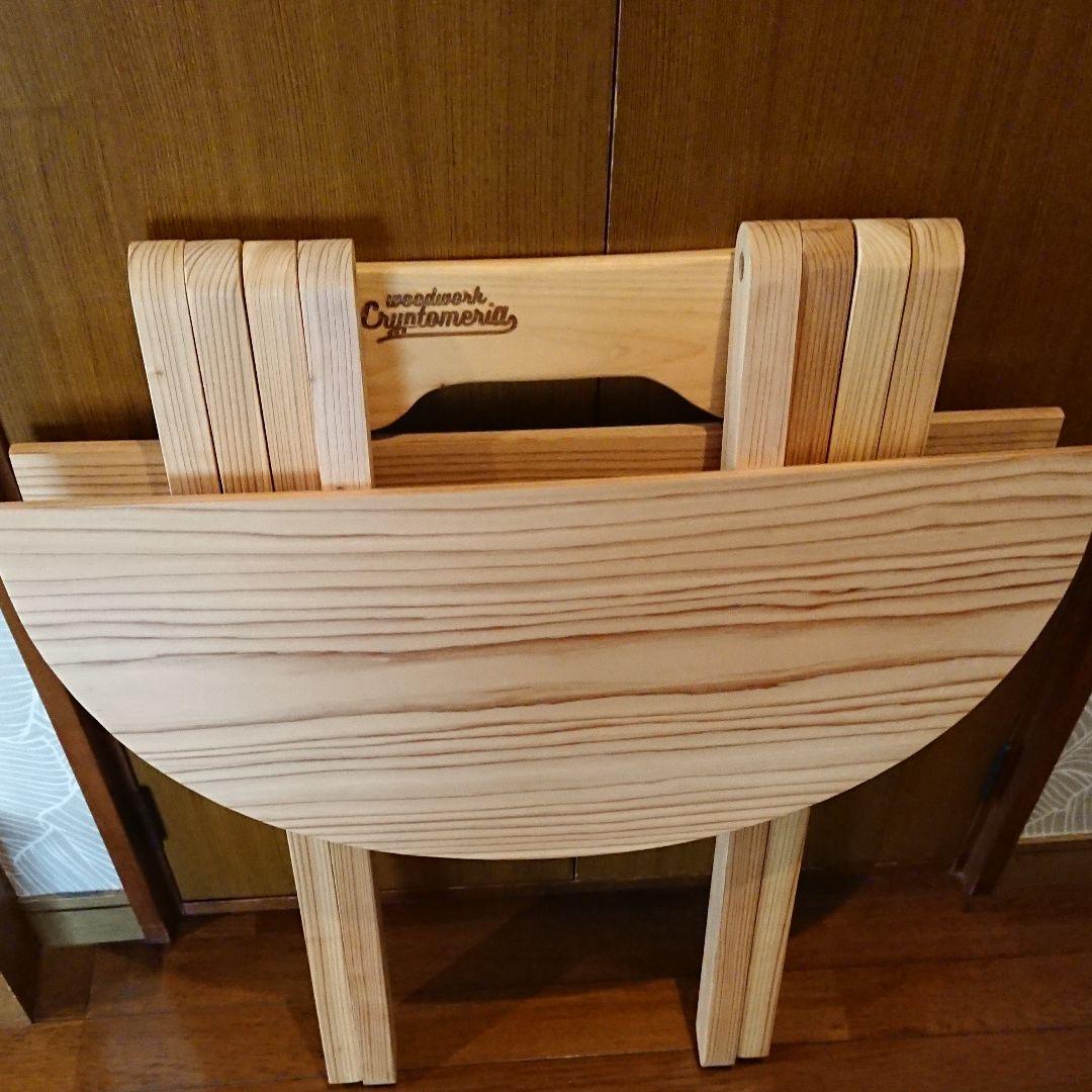 美品　杉無垢板☆折りたたみテーブル　アウトドアにも