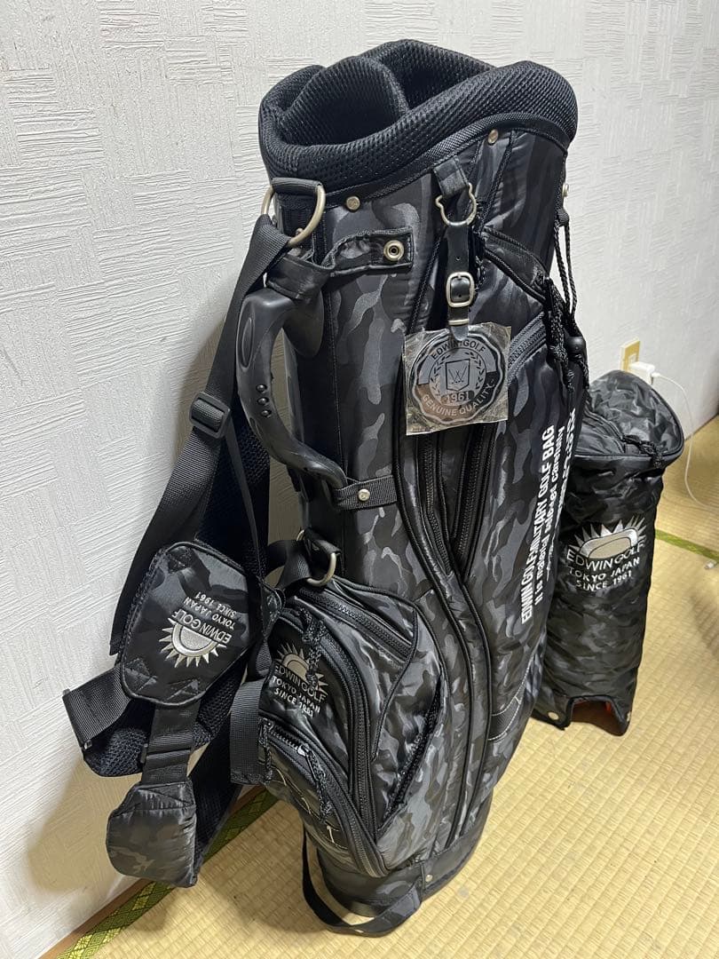 美品！エドウィンEDWIN 　ブラック迷彩カモフラ柄　スタンドキャディーバッグ