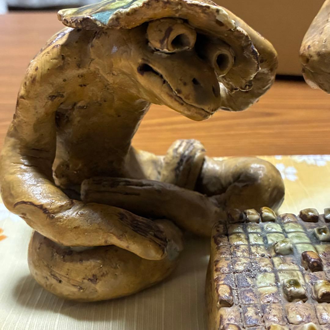 縁起物 カッパの置物 将棋 陶器　おまけ付き