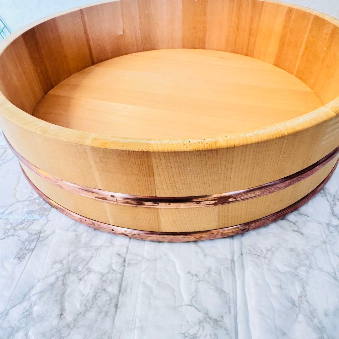 【新品】木製 寿司桶 36cm さわら 銅タガ 飯切 天然 5合　寿司 節句