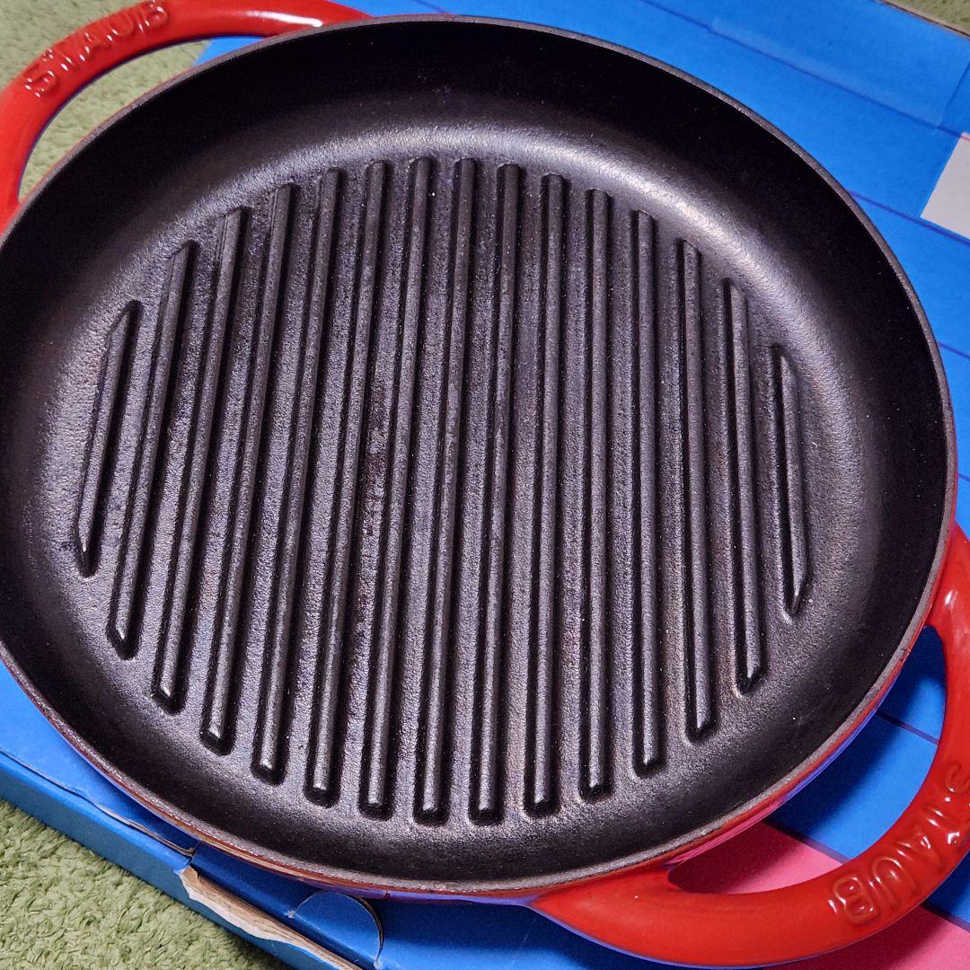 STAUB♥ピュアグリル ラウンド チェリー 22cm グリルパン スキレット