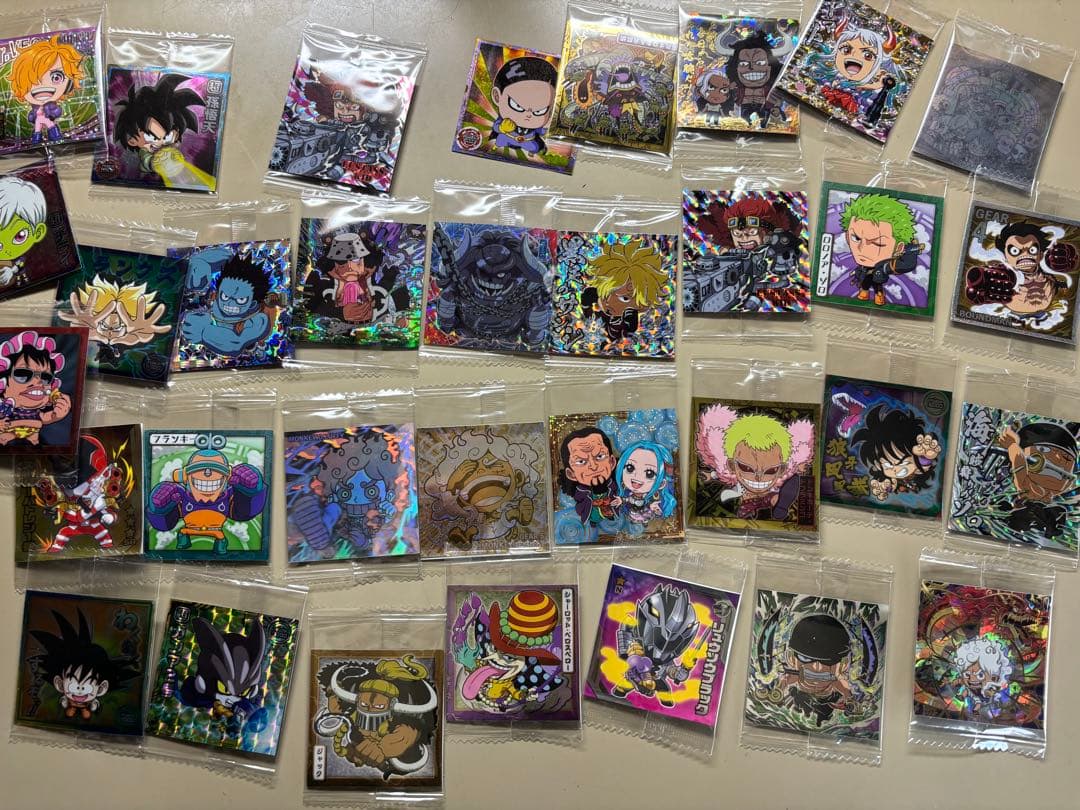 ドラゴンボール、ワンピースイタジャガカード ウエハースステッカーセット