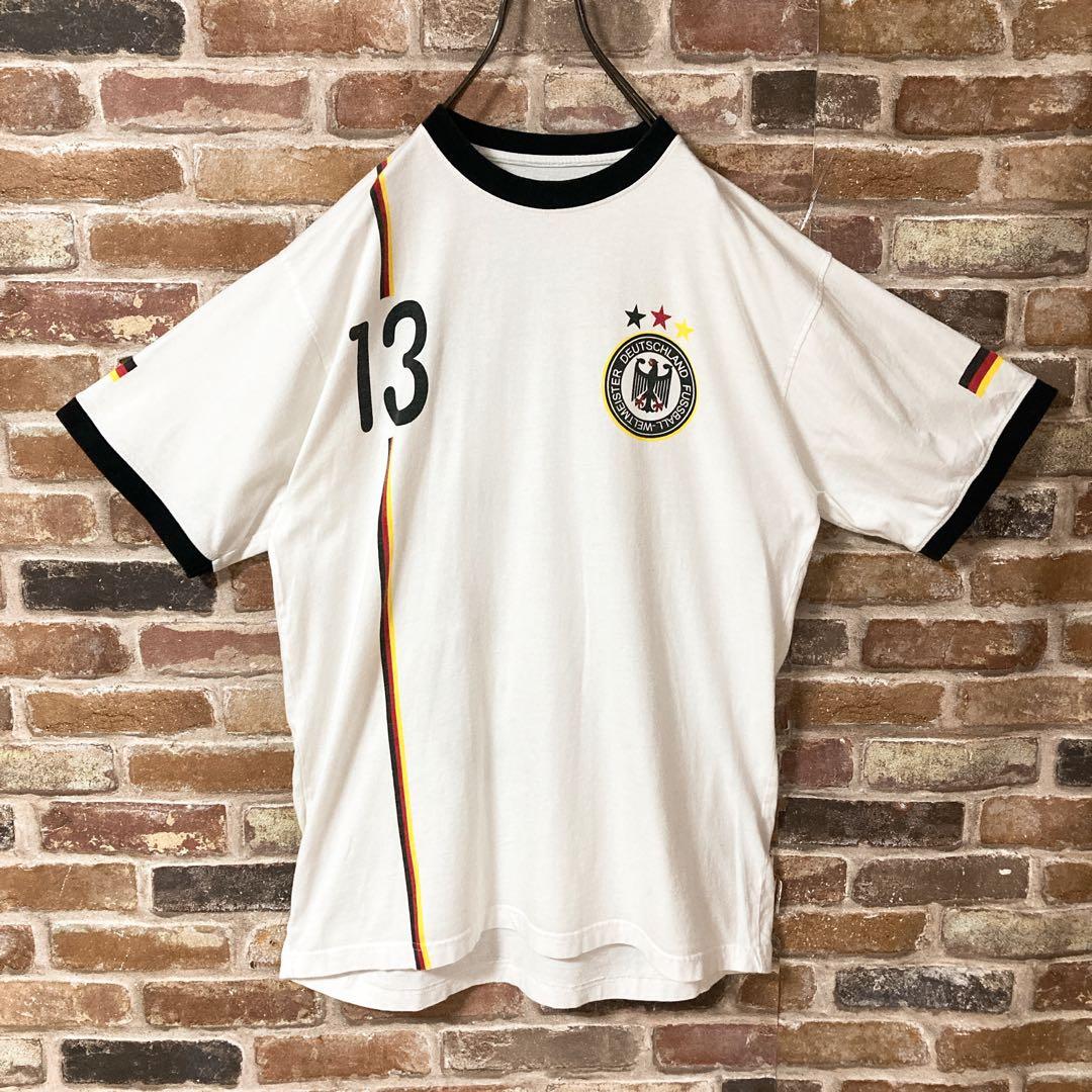 《人気》サッカー　ドイツ代表　リンガーネックtシャツ tシャツ　白　L