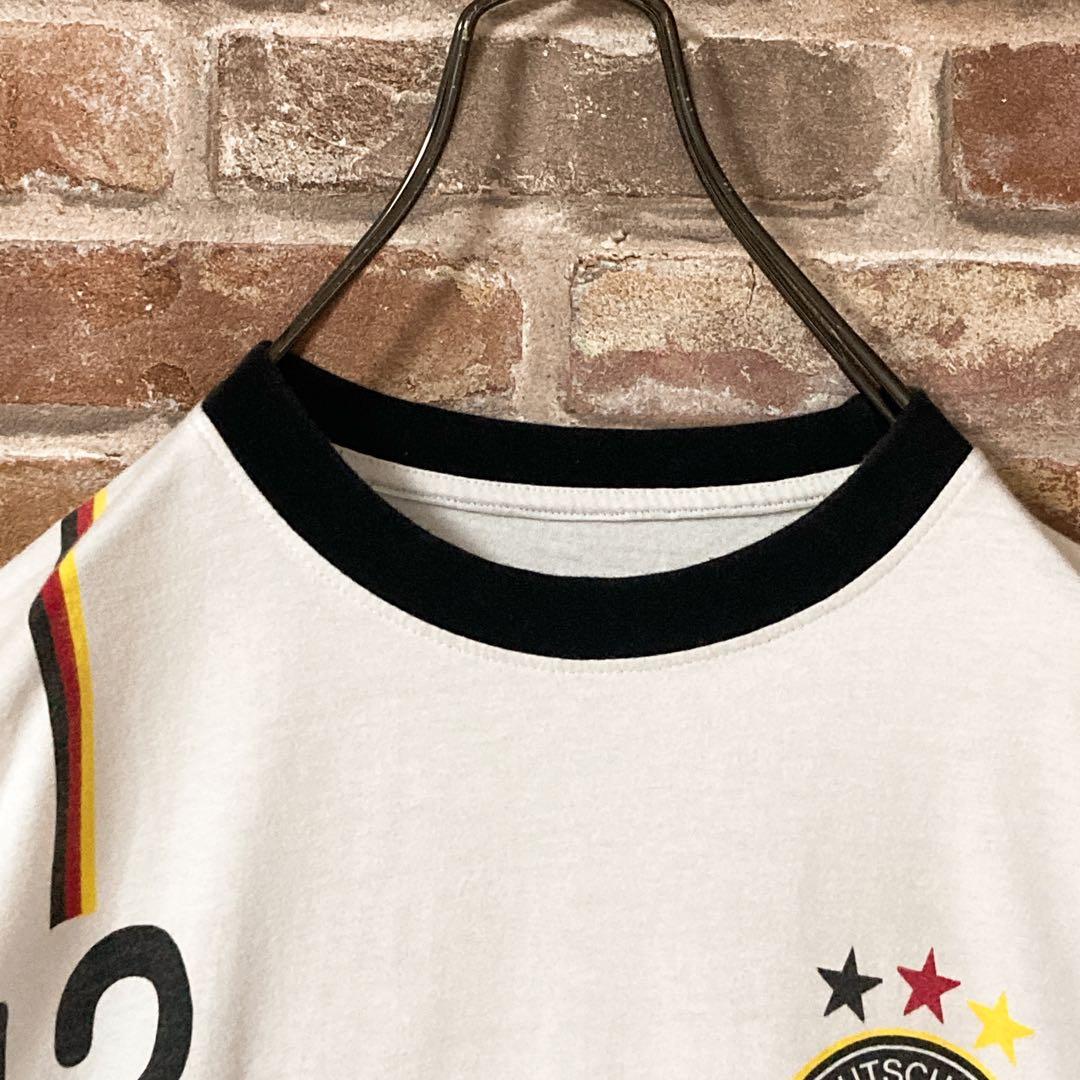 《人気》サッカー　ドイツ代表　リンガーネックtシャツ tシャツ　白　L