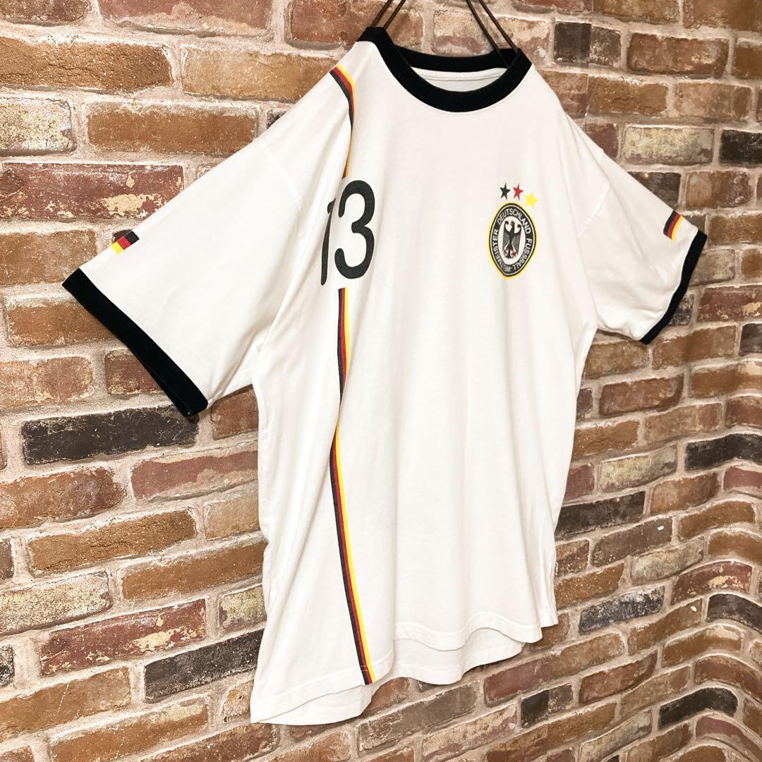 《人気》サッカー　ドイツ代表　リンガーネックtシャツ tシャツ　白　L