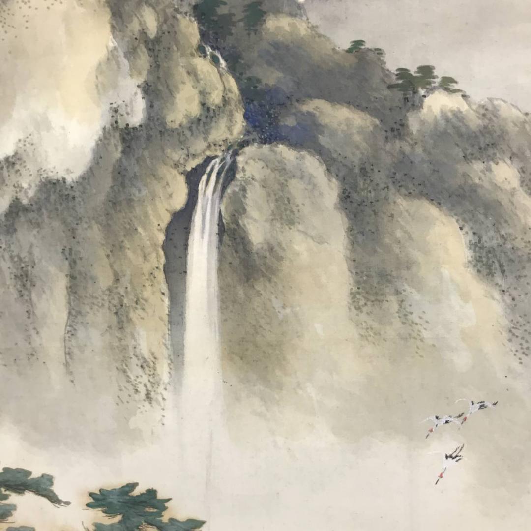 【真作】景堂/蓬莱山図/山水図/祝事山水図/昭和六年筆/掛軸/名家伝来AC-13
