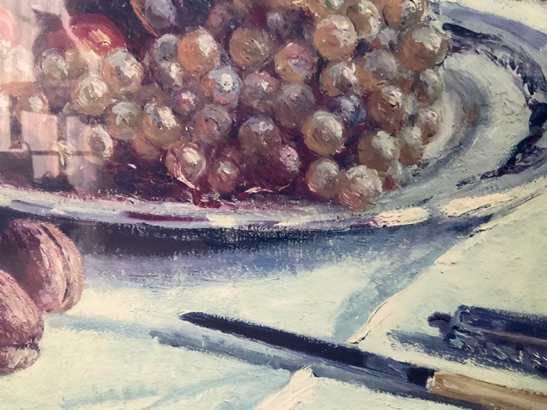 ボストン美術館　シスレイ　静物画「卓上の葡萄と胡桃」　複製品　証明書つき