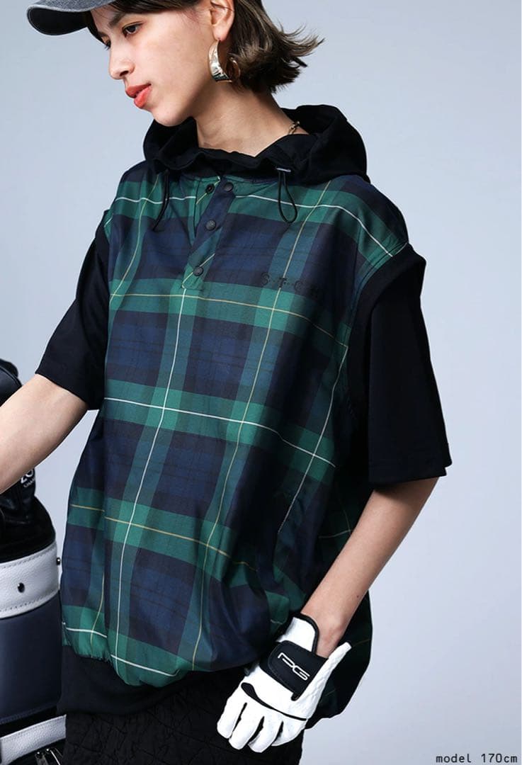 ANTIQUA GOLF×STCH＊ブラックウォッチチェック柄ベスト