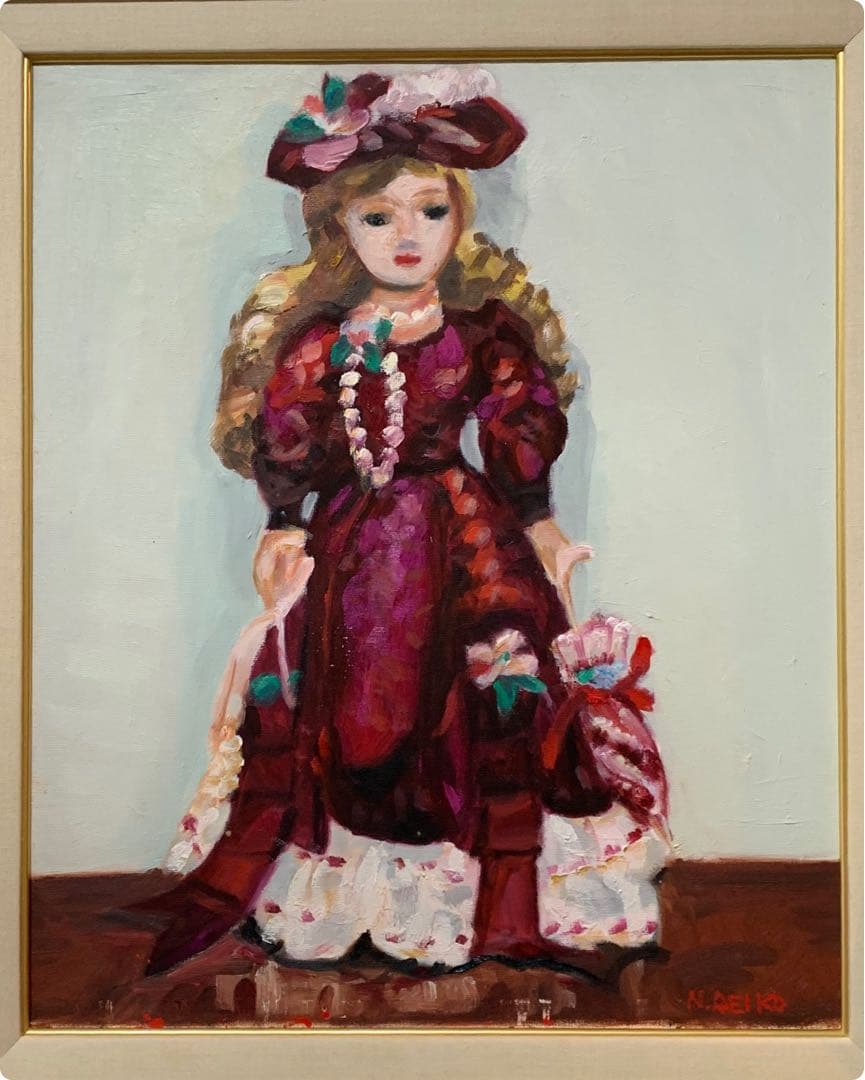 絵画　油彩肉筆画　N REIKO『西洋人形』F8