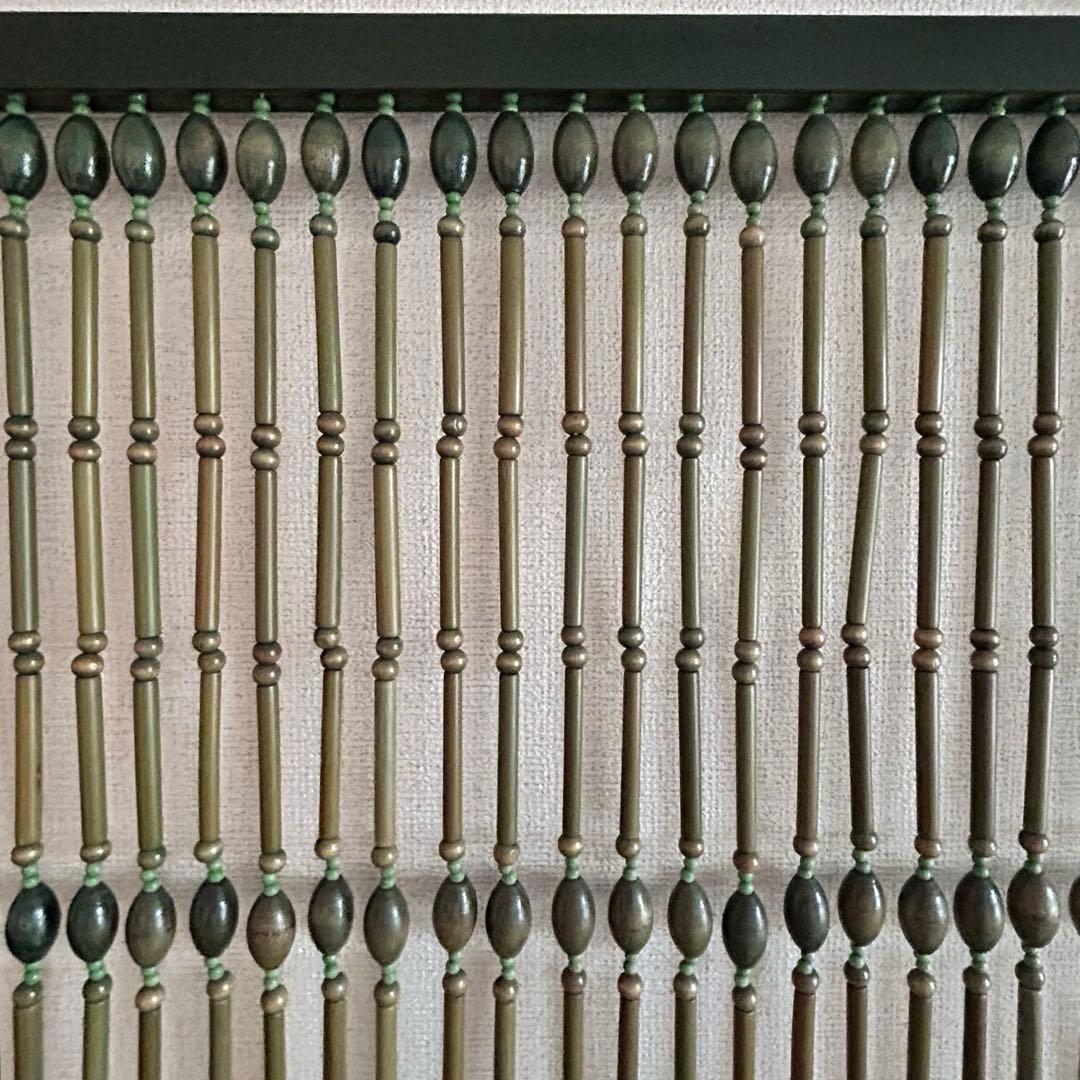 【未使用品】昭和レトロ　珠のれん　古民具　暖簾　木製　ヴィンテージ　グリーン