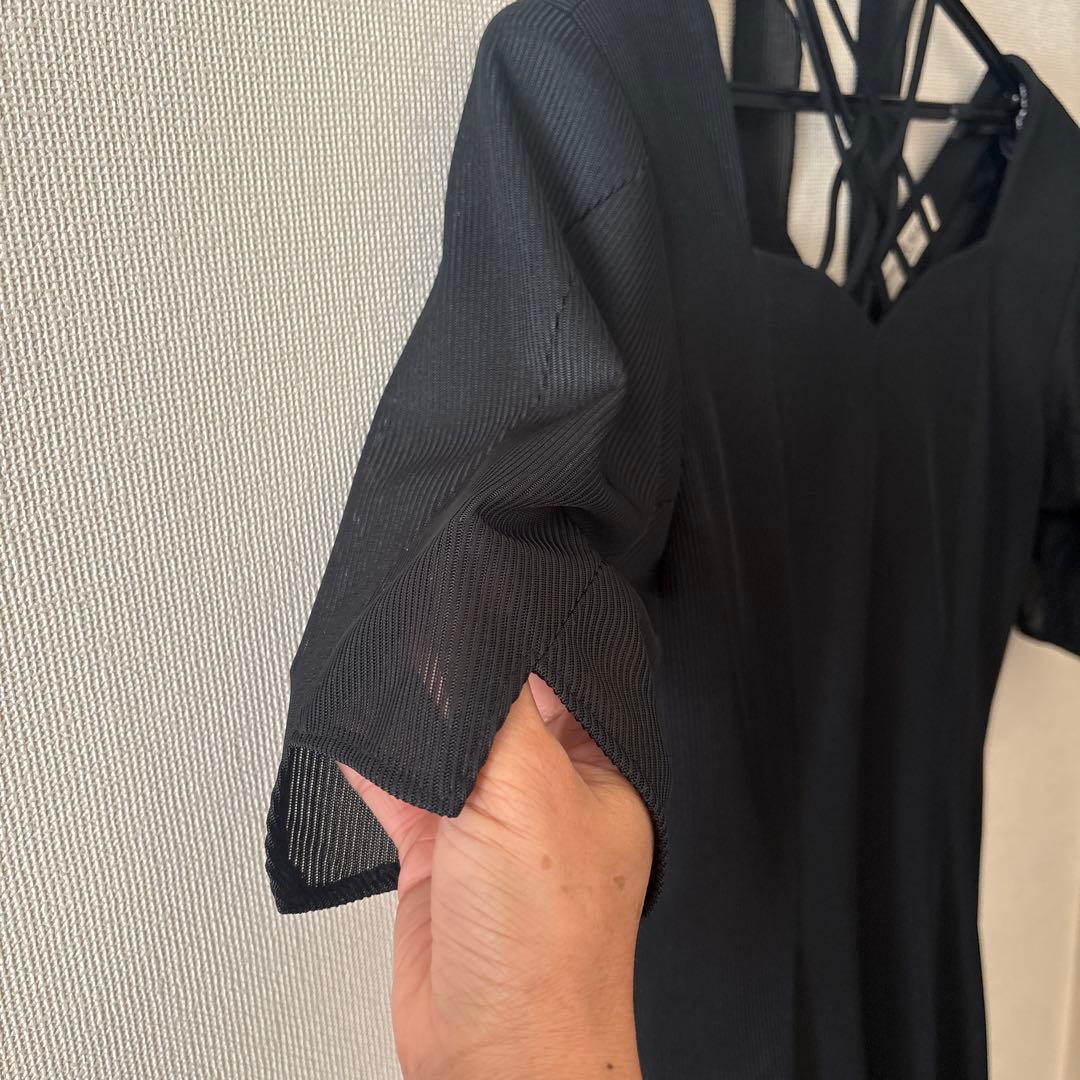 美品【used】MUGEN首元クロスデザイン社交ダンスドレス半袖BLACK