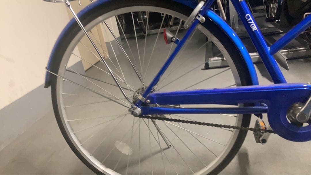 青色シティサイクル 前面バスケット付き　引き取り限定 本体