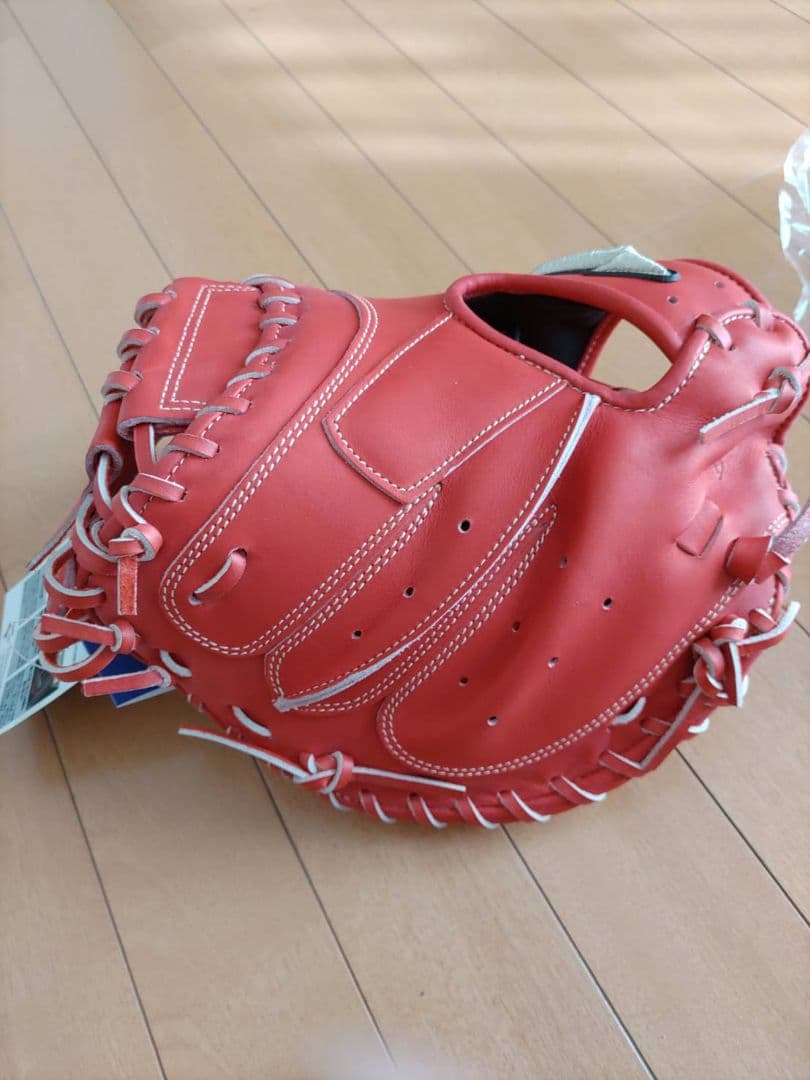 新品未使用　ミズノ硬式ミット　高校野球対応　赤　グローバルエリート