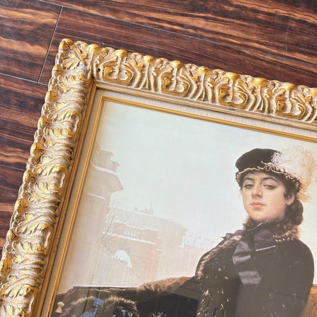 高級工芸画 ロシア画家 イワン・クラムスコイ【忘れえぬ女】額装 美人画 複製 J