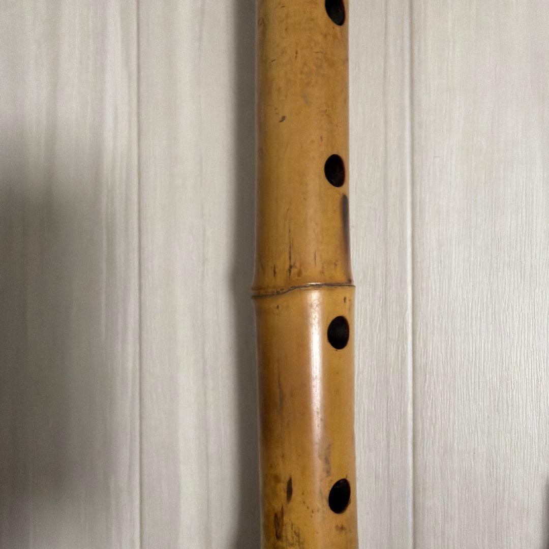 尺八本体 竹製 松風刻印 約54.5cm 幅　真ん中　3.5cm 笛　中古