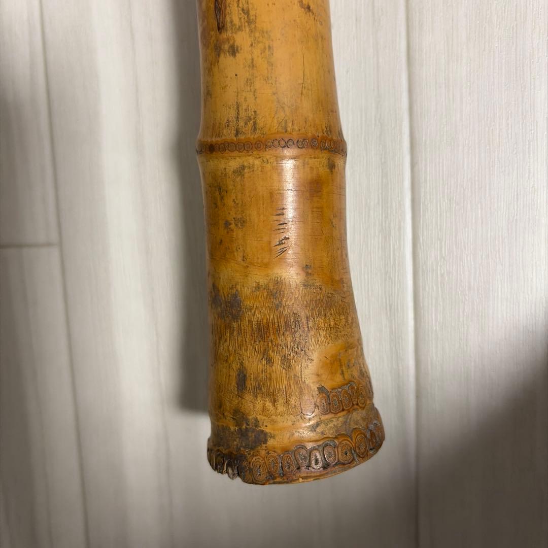 尺八本体 竹製 松風刻印 約54.5cm 幅　真ん中　3.5cm 笛　中古