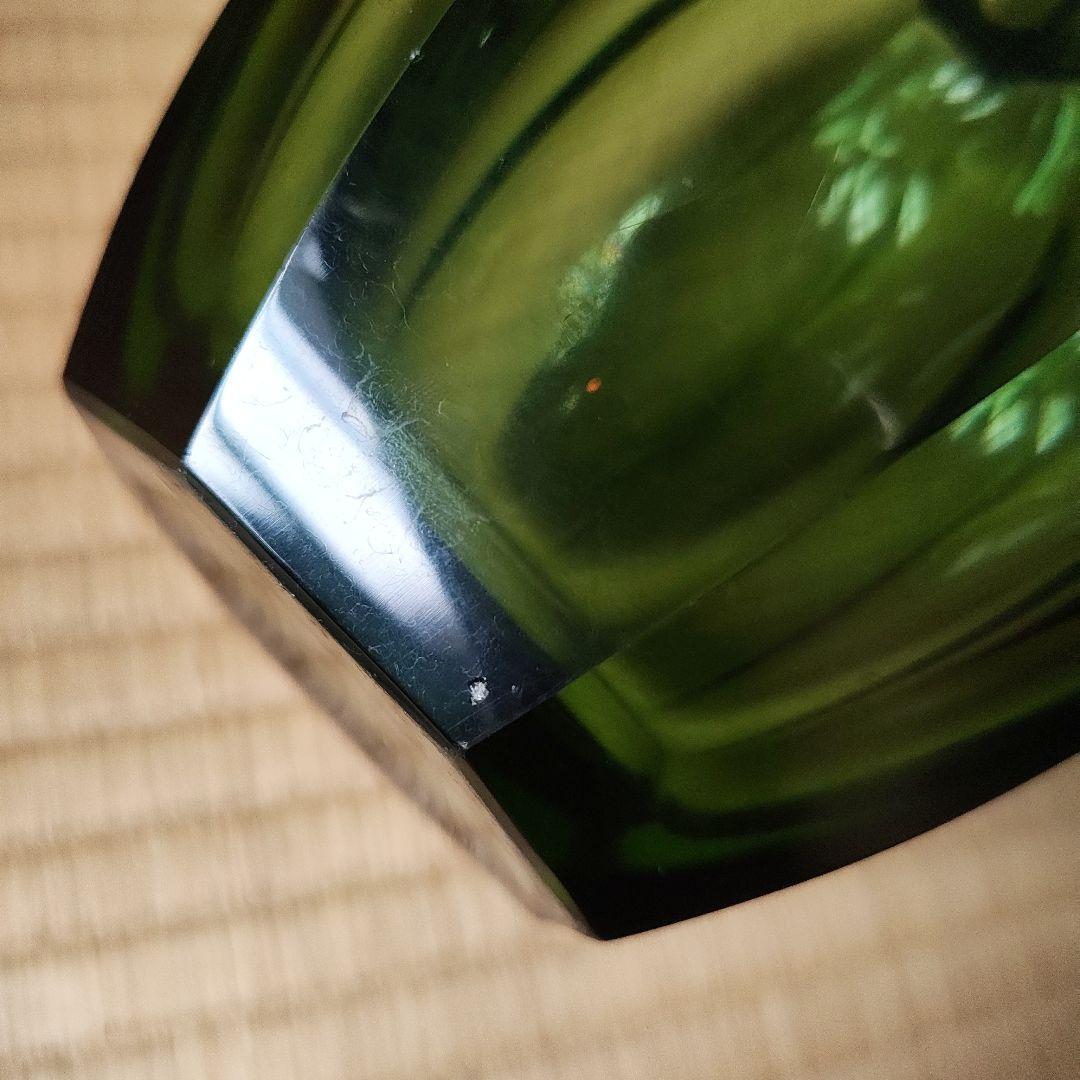 ガラス花瓶 ＊ミッドセンチュリー＊グリーン八角形