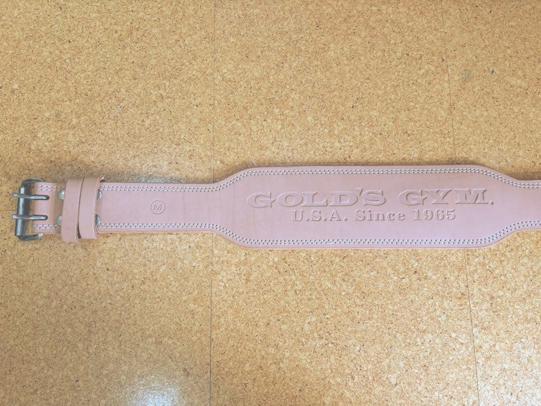 未使用 ゴールドジム EXレザーベルト Mサイズ ナチュラルカラー パワーベルト