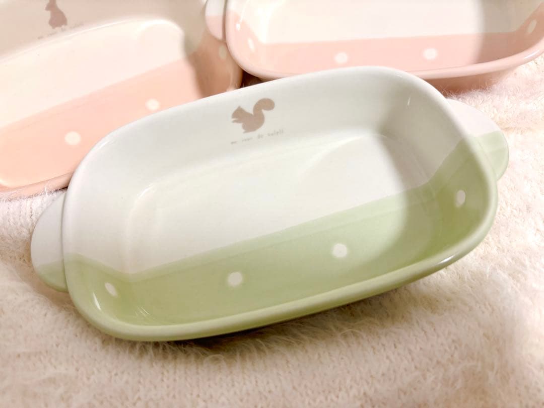 アンジュール　うさぎ　グラタン皿　リス　3点セット　食器　磁器　日本製