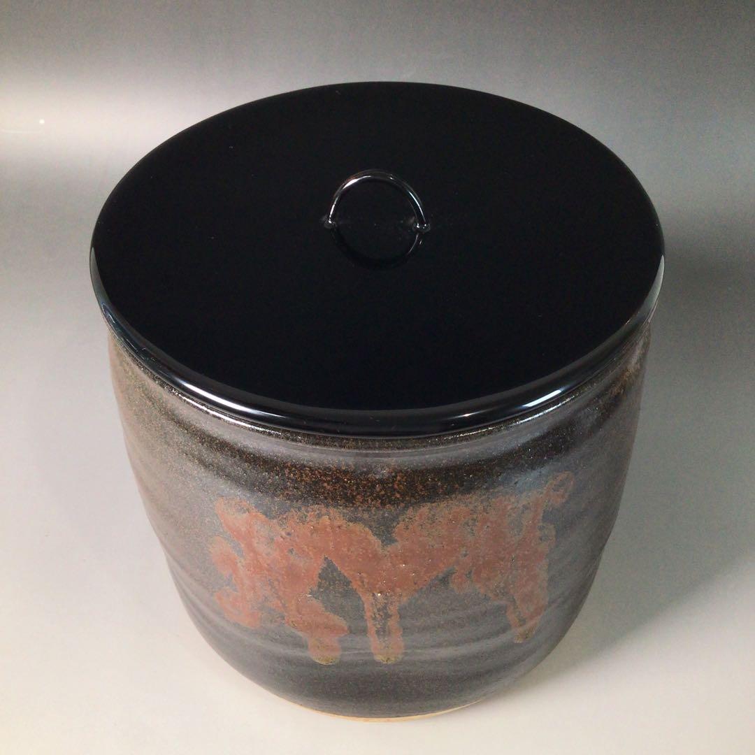 Ｒ９４４　水指　『桃山窯　林英仁造』『掛分』『一重口水指』　共箱　茶道具