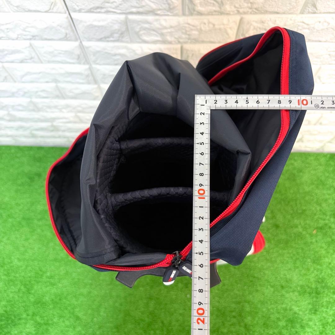 超美品　BEAMS GOLF キャディバッグ　紺/赤/白　スタンド式　良好
