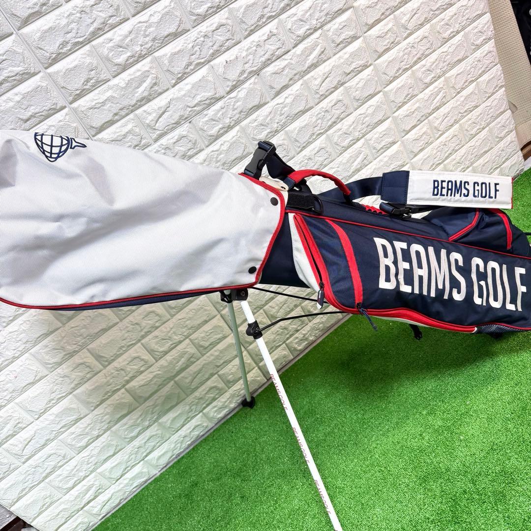 超美品　BEAMS GOLF キャディバッグ　紺/赤/白　スタンド式　良好