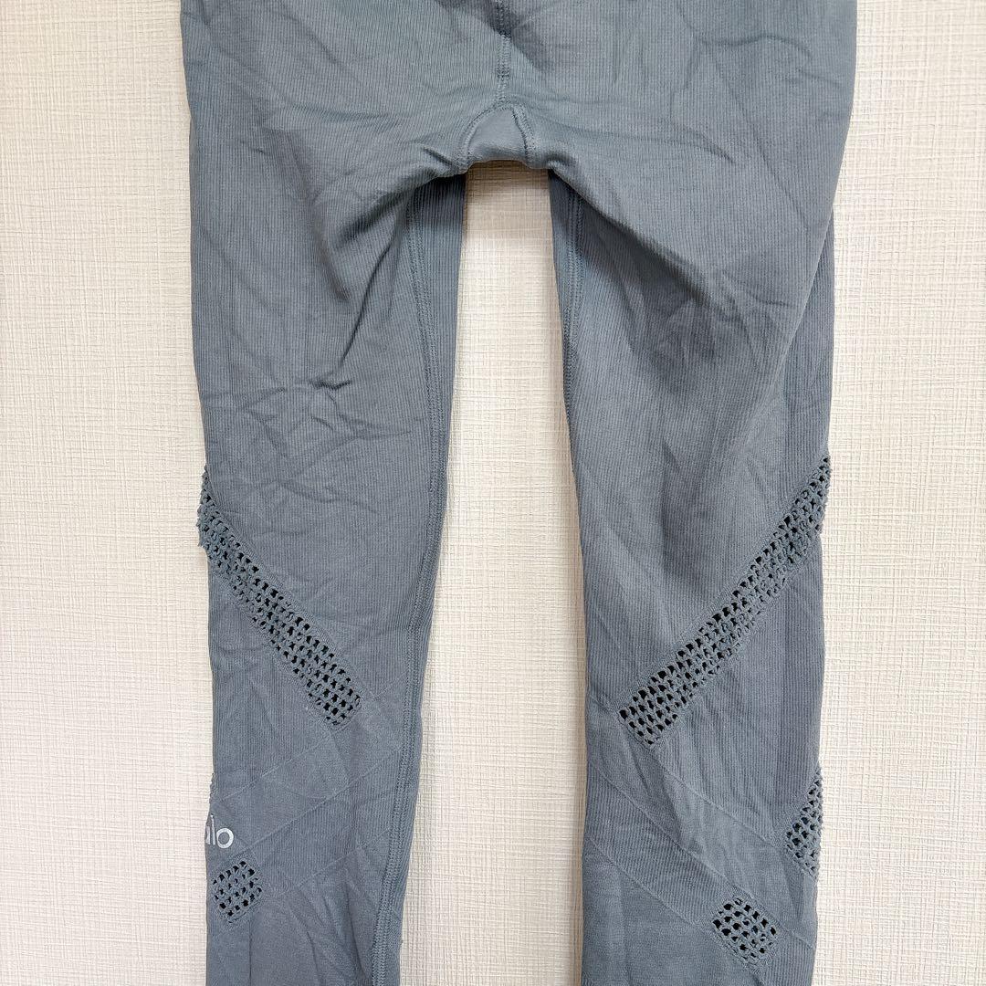 alo yoga ヨガウェア レギンス XS ブルー シームレス メッシュ