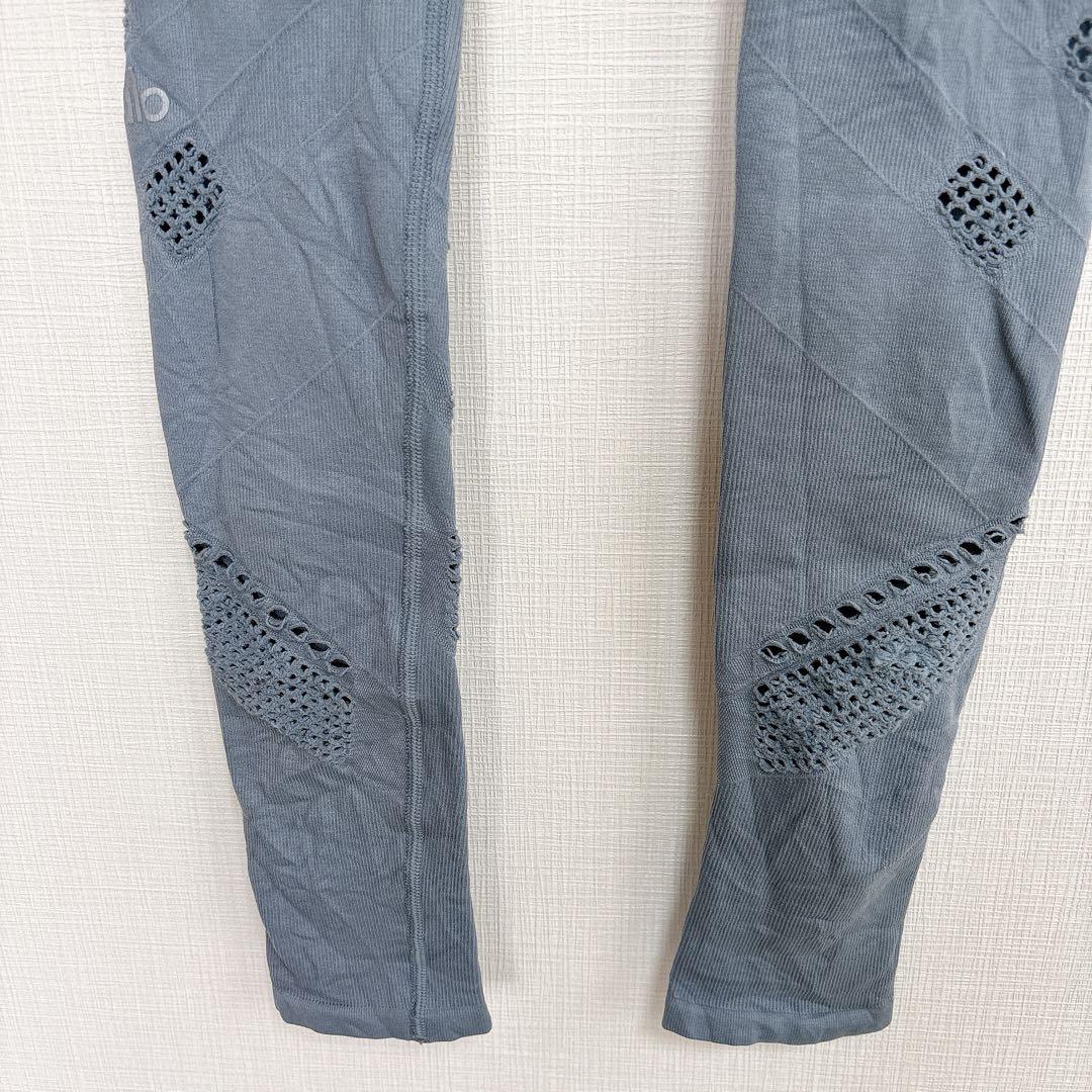 alo yoga ヨガウェア レギンス XS ブルー シームレス メッシュ