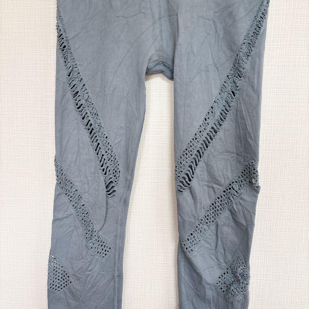 alo yoga ヨガウェア レギンス XS ブルー シームレス メッシュ
