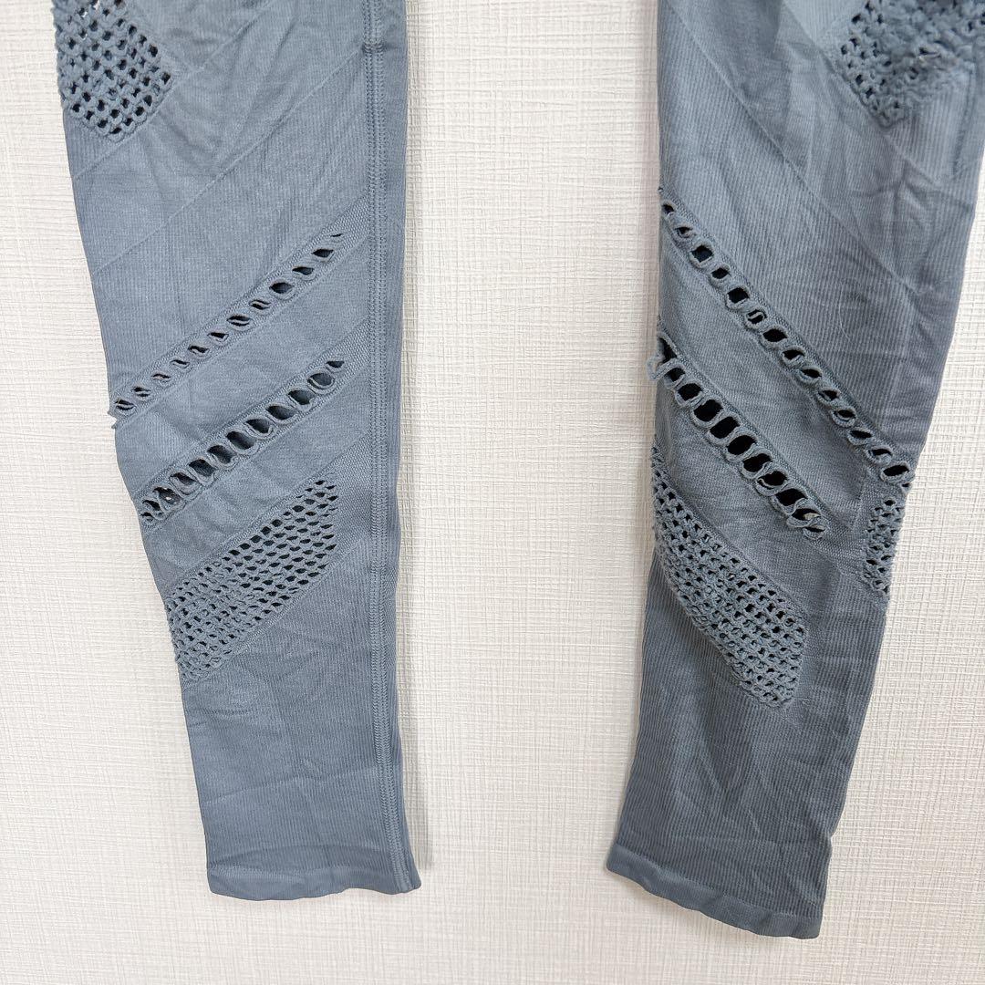 alo yoga ヨガウェア レギンス XS ブルー シームレス メッシュ