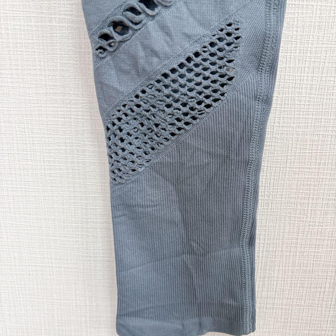 alo yoga ヨガウェア レギンス XS ブルー シームレス メッシュ