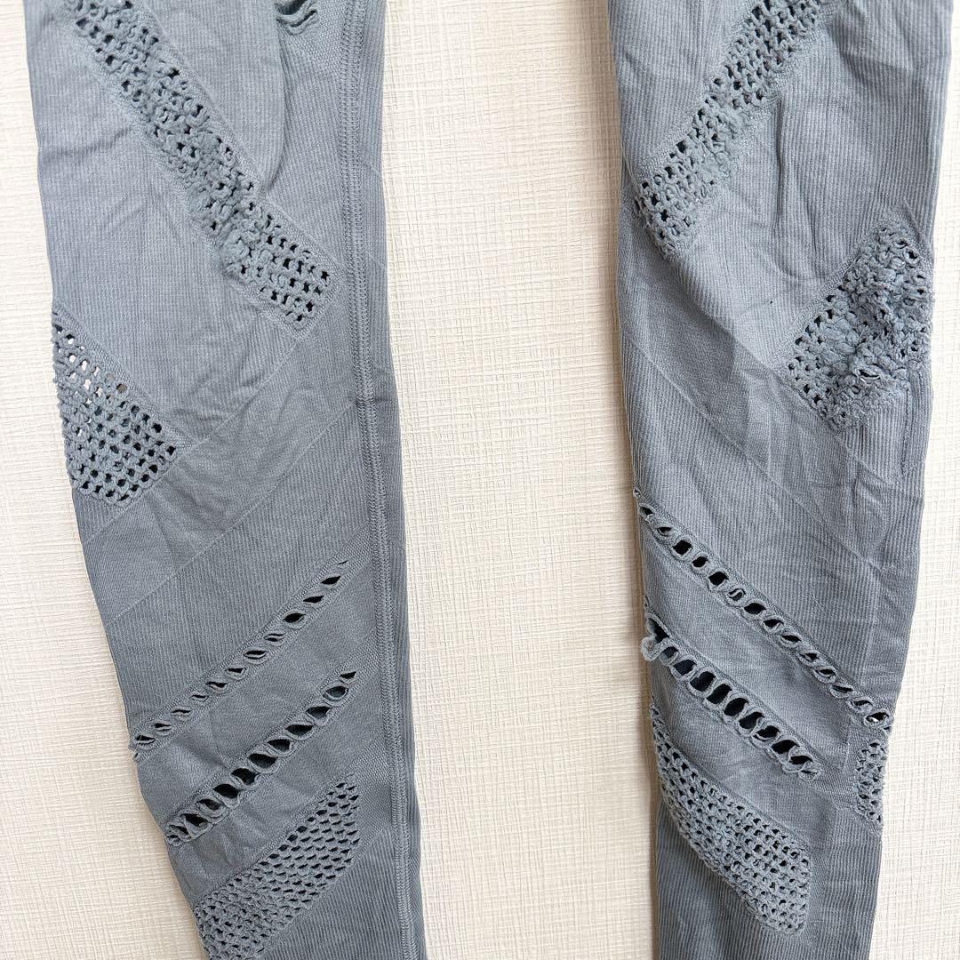 alo yoga ヨガウェア レギンス XS ブルー シームレス メッシュ