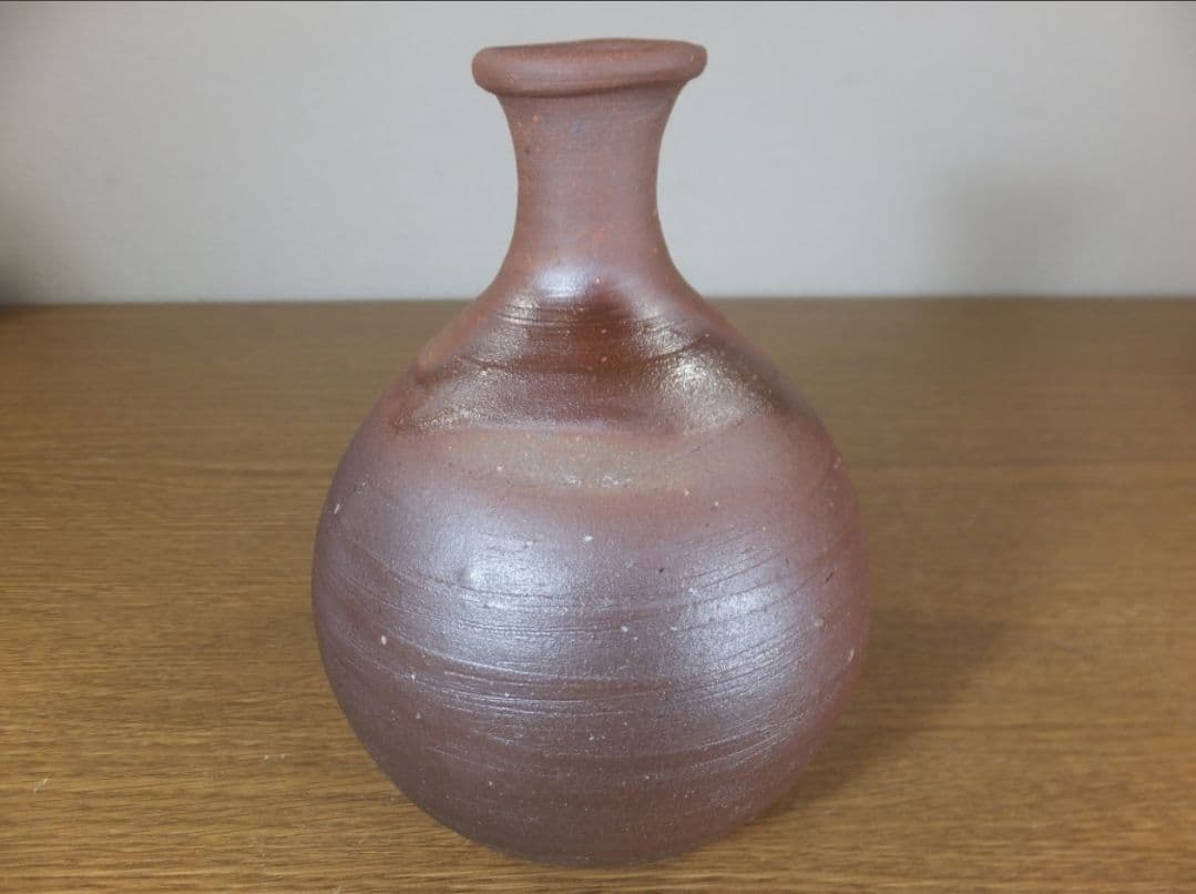真作保証 藤原雄 自作 備前徳利 酒器 人間国宝 重要無形文化財 備前 ③
