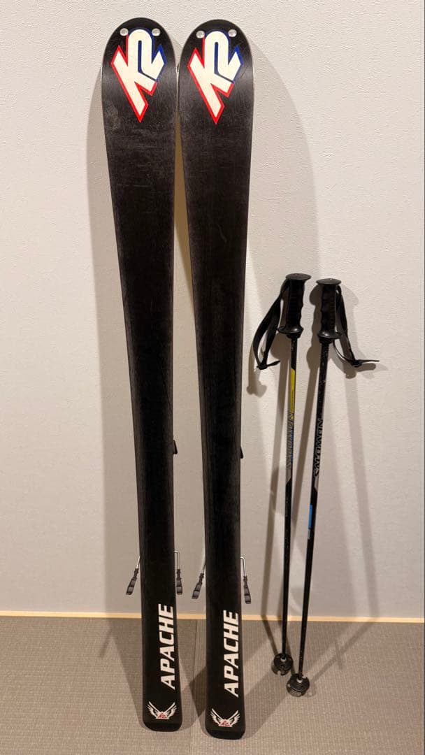 スキー板 160cm ビンディング付き＋ストックセット 中古