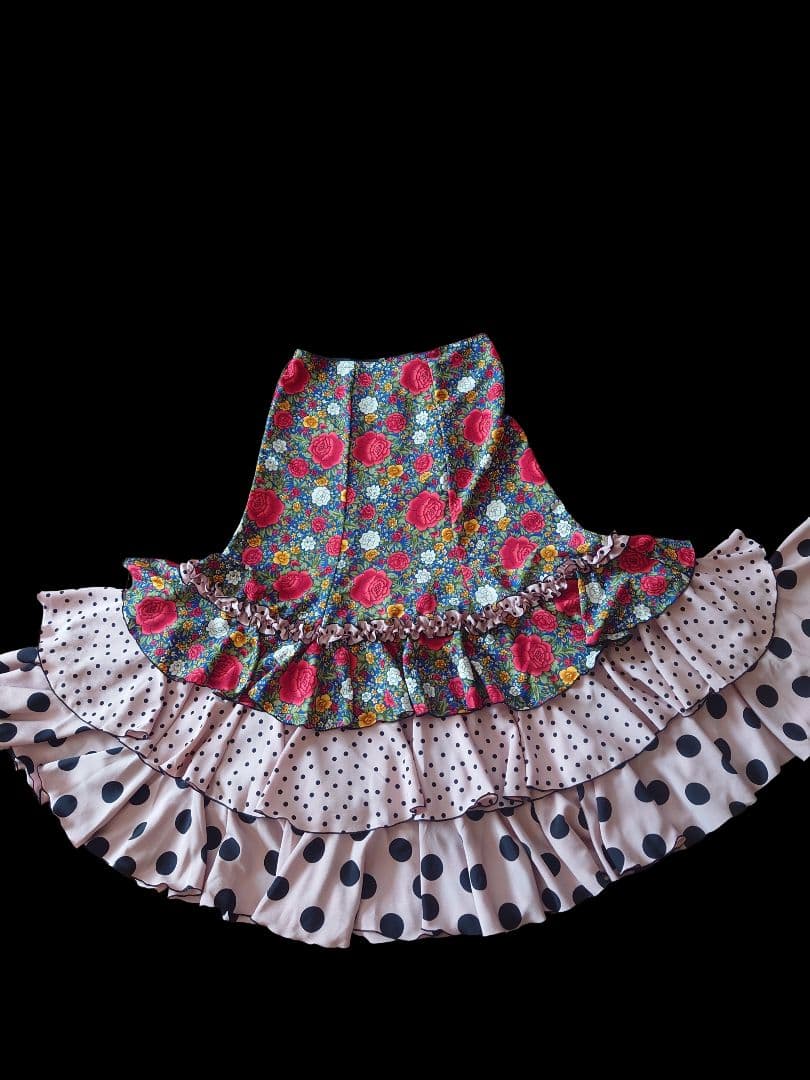 イベリア　フラメンコ衣装 ３点セット花柄ドット
