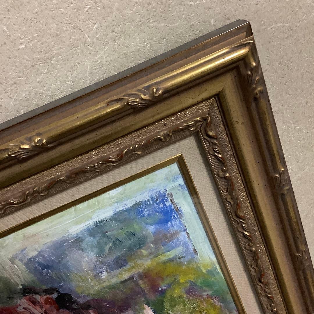 油絵　油彩　油彩画　絵画　額付き　シクラメン