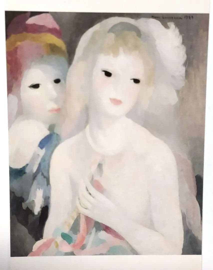 マリ一ロ一ランサン「ラッパを持って」猫抱く少女画付き／「原画」