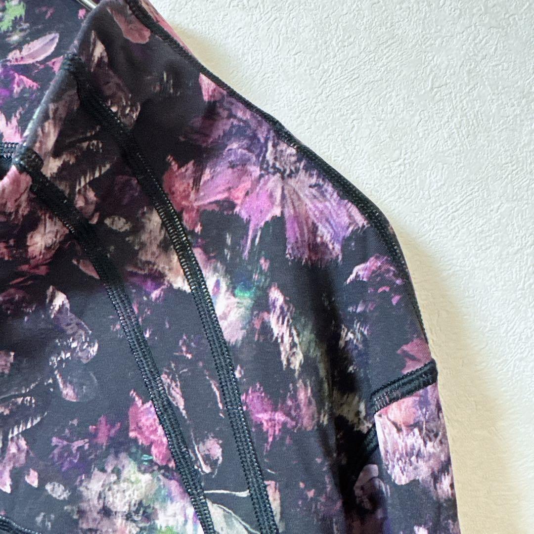 美品✨lululemon ルルレモン 花柄 黒 紫 花 ジャケット 海外古着