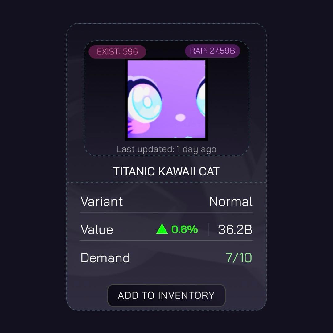 Titanic Kawaii Cat ぬいぐるみ 大きめ 紫色