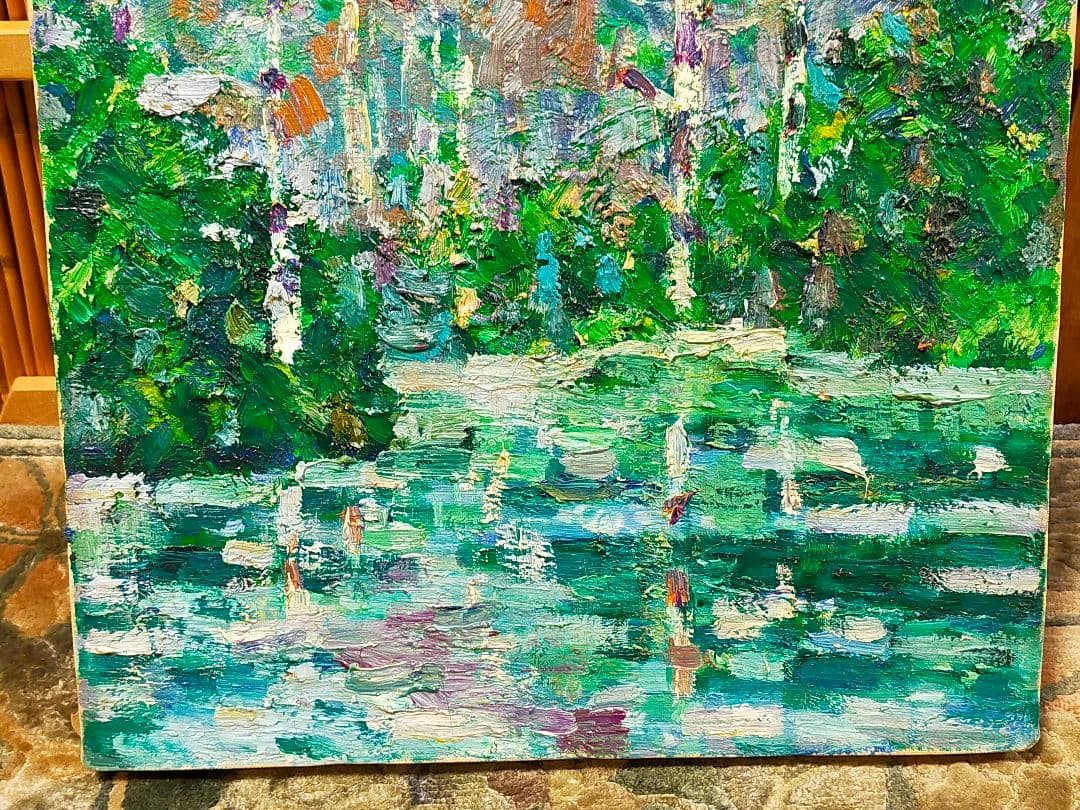 油彩画　高原　S45　 F6 　油絵　上高地　骨董　古玩　アンティーク