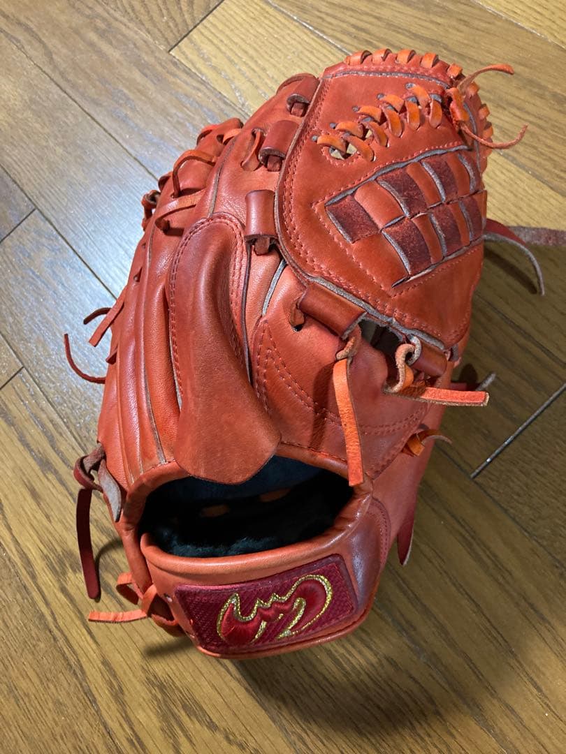 硬式　投手用　赤　Zeemsジームス　限定オーダー品　三方親シリーズ　【美品】