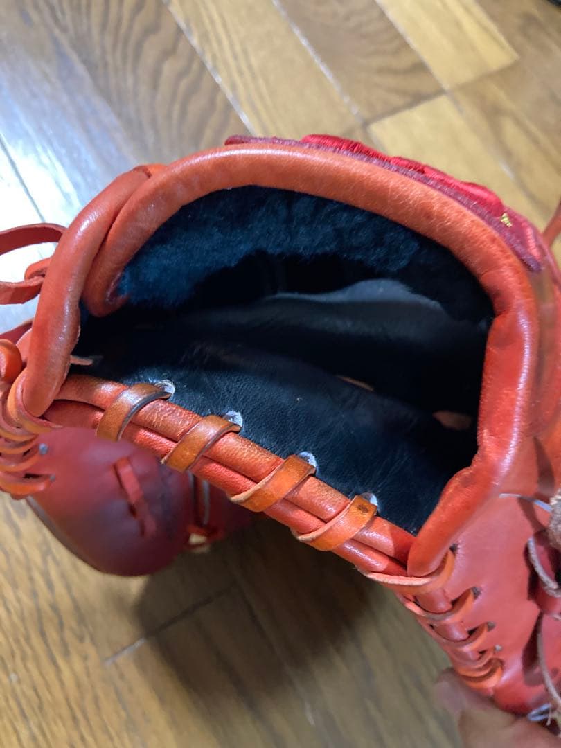 硬式　投手用　赤　Zeemsジームス　限定オーダー品　三方親シリーズ　【美品】