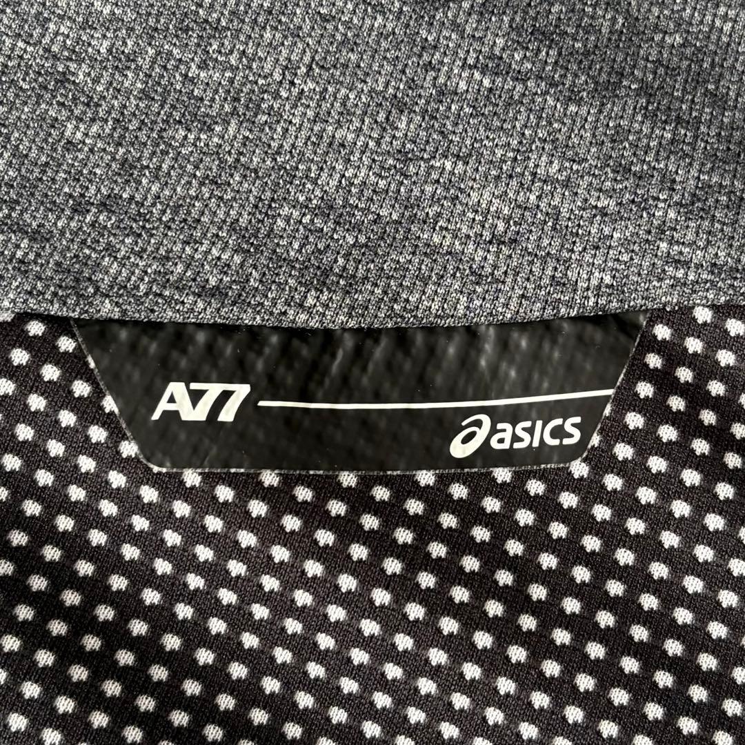『アシックス』A77 ジップアップ ジャージジャケット グレー×ブラック L